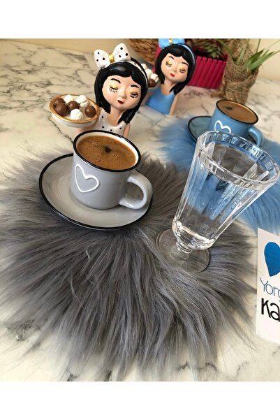 zeynepin dükkanı Gri Orta Boy Tüylü Sunum Suplası 20cm