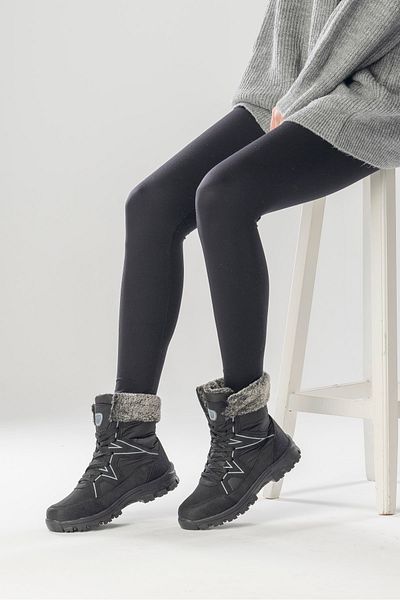 ShoePublic Γυναικείες μπότες πεζοπορίας με μαύρη γούνα, αντιολισθητική σόλα
