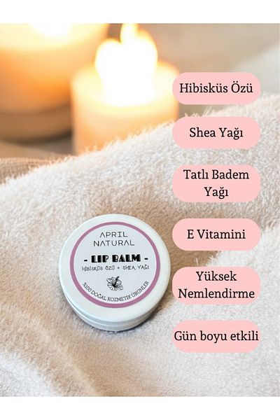 April Natural Hibiscus and Shea Oil Lip Protector Moisturizing Lip Balm with Natural Organic Ingredients
