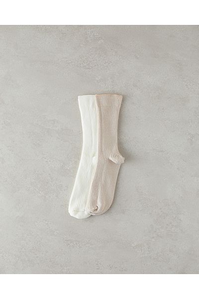 English Home Meri Women's Ecru-Beige Socks Set of 2