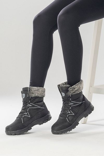 ShoePublic Γυναικείες μπότες πεζοπορίας με μαύρη γούνα, αντιολισθητική σόλα