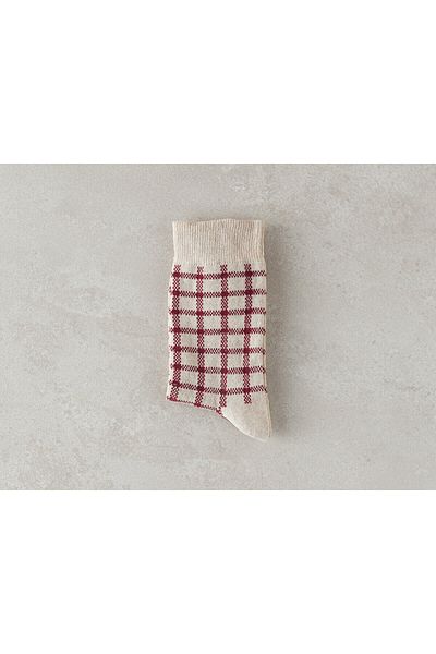 English Home Beige Burgundy Mindy Women's Socks