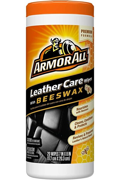 Armor ALL مناديل العناية بالجلد مع شمع النحل الحقيقي، 20 قطعة، منظف ومرطب ووا...
