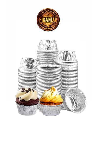figanlar ambalaj Pack of 50 Aluminum Muffin Cake and Soufflé Capsule Dessert Presentation Bowl