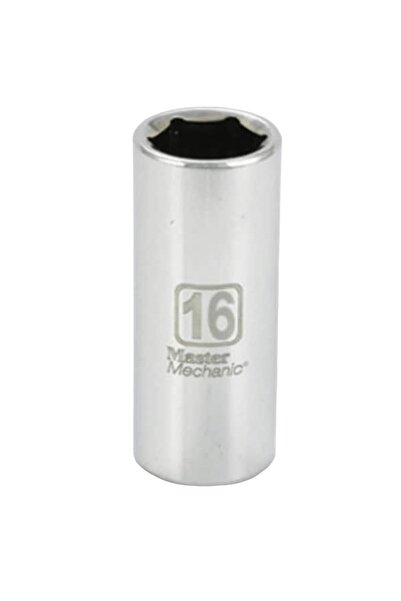 MASTER MECHANIC 16mm 6-Point Deep Well Metric Socket, 3/8-Inch Square Drive, ...