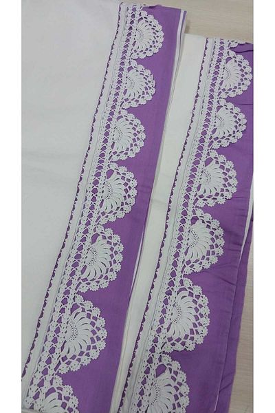 Papatyam 2 Pcs Lace Embroidered Hand Knitted Crochet - 100X220 Skirt Lace/Cotton Ip
