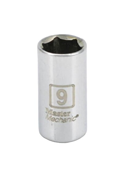 MASTER MECHANIC 9mm 1/4" Drive 6-Point Socket, Chrome Vanadium Steel, metric ...