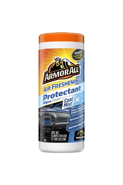 Armor ALL مناديل معطرة للهواء، برائحة الرذاذ البارد، عبوة تحتوي على 25 منديل ...