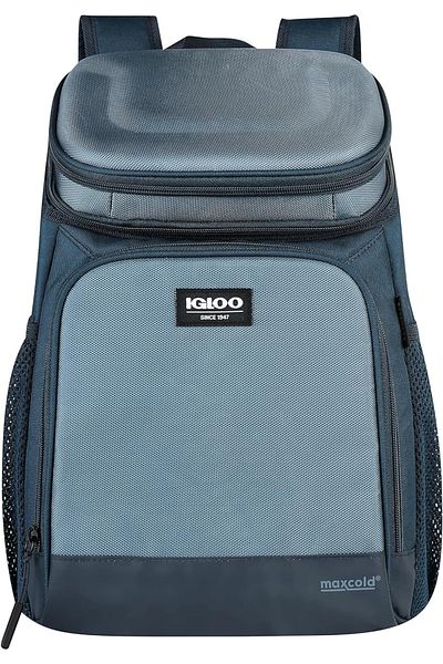 IGLOO MaxCold Evergreen Hardtop Backpack Cooler Blue 18 Can Capacity