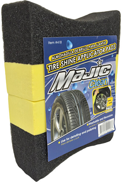 MAJIC Tire Shine Spreader Applicator Pads, 2-Pack (Yellow and Black) - Reusab...