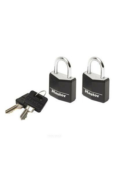 Master Lock قفل ألومنيوم 20 مم، غطاء فينيل أسود، 3 دبابيس، مشبك فولاذي، مفتاح...