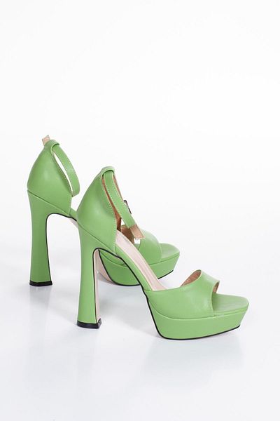 derithy Fancy Thin Heeled Ankle Strap Thick Platform Sandals Summer Shoes-Byc1801-Green