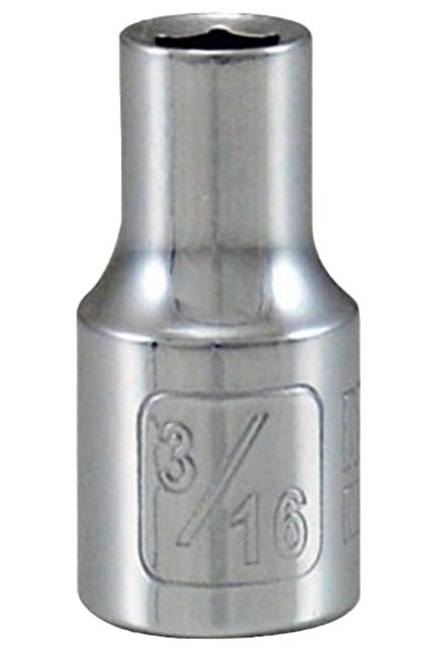 MASTER MECHANIC 3/16" 1/4 in. Drive Shallow 6-Point Socket, Chrome vanadium s...