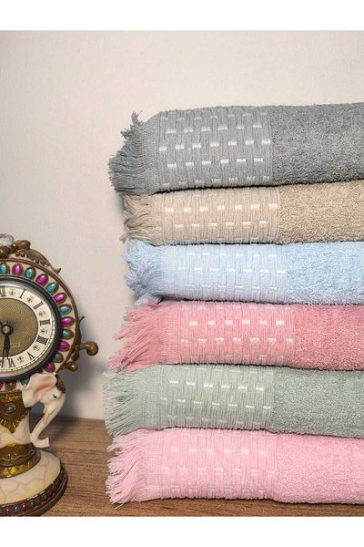Peacock Cotton 6 Pieces Tasseled Hand Towels 50X90