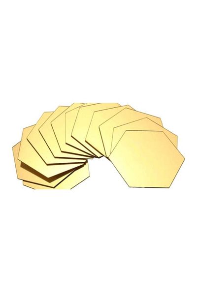 Generic ملصق حائط قابل للإزالة على شكل مرآة سداسية صفراء