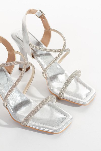 derithy Sandale cu toc subțire Fantasy Pantofi de vară-vtr0371-satin argintiu