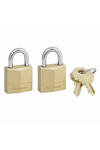 Master Lock قفل نحاسي صلب مقاس 20 مم، 3 دبابيس، قطعتان