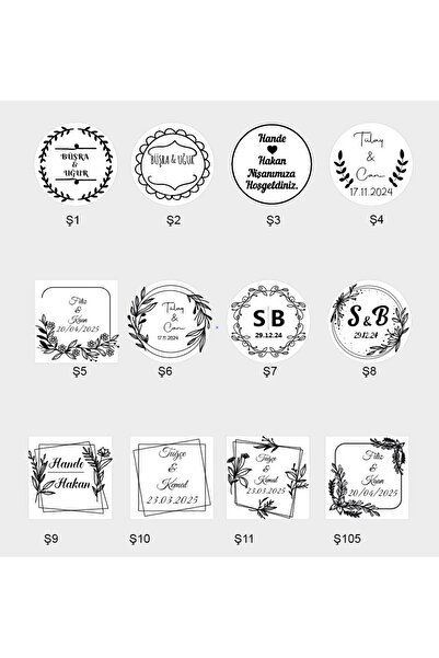 PLANUM KREATİF Kişiye Özel Şeffaf Sticker Söz-nişan-kına-nikah-düğün 65 Adet ...