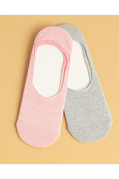 English Home Γυναικείες κάλτσες μπαλαρίνας Alita Cotton 2 τεμαχίων - Ροζ και Γκρι