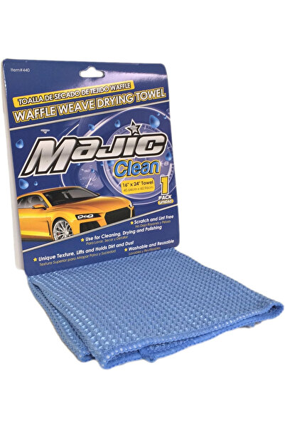 MAJIC Waffle Weave Microfiber Drying Towel, 16 x 24 Inches (Blue) - Highly Ab...
