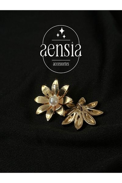 aensia Rose Gold Flower Daisy Model Coat Jacket with Pearls in the Middle, Metal 2.54 cm Button, Pack of 1