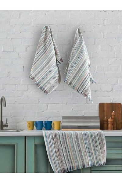 DENBU TEKSTİL Denbu Textile Peskir Kitchen Towel Set of 3, 3 Piece Kitchen Towels 30X50 cm