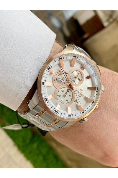 Reward Excellent Silver Color Steel 5Atm Waterproof Men Wrist Watch Bracelet Gift