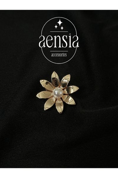 aensia Rose Gold Flower Daisy Model Coat Jacket with Pearls in the Middle, Metal 2.54 cm Button, Pack of 1