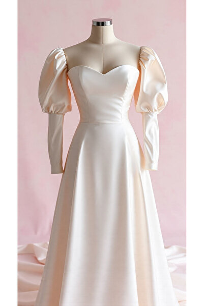 ASL Straplez A Kesim Gelinlik Mat Saten Kumaş