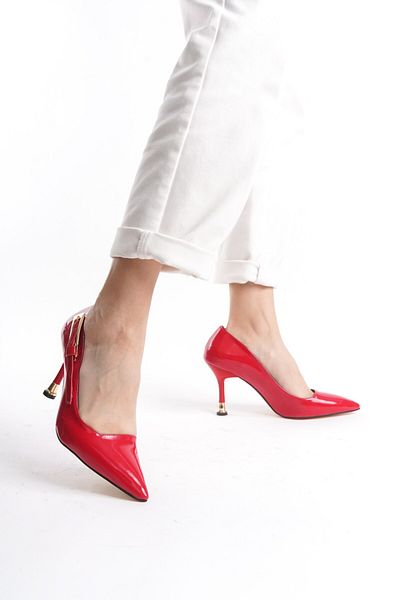 MRVN MERVINA Ivy Buckle Red Patent Leather Heeled Shoes