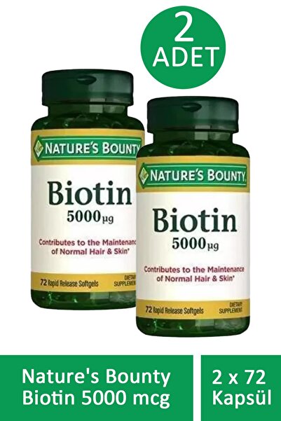 Nature's Bounty Biotin 5000 mcg 72 Kapsül 2 ADET