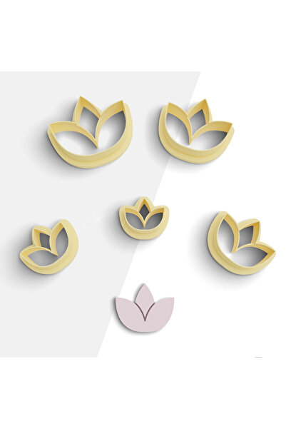 brocutters قالب قطع بوليمر كلاي على شكل زهرة اللوتس، قالب حلق، قاطع طين، 5 مقاسات، رقم: 1016