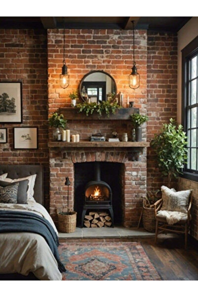 Yggdrasil Home Decor Dekoratif Doğal Ahşap 95x15x 5&6 Cm Şömine Üstü 2'li Takım Raf (gizli Aparatlı )