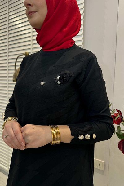 Rabia Şamlı Μαύρο πλεκτό τούνικ Wise