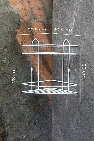 MAİN SHOP 2 Katlı Ekonomik Ömür Boyu Paslanmaz Banyo Köşe Rafı Yapışkanlı Vey...