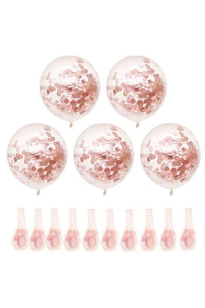 parti sürprizi Rose Gold Latex Balloon with Confetti 10 Pieces