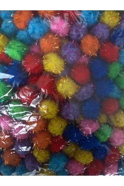 Yumuşakkeçe 4 cm Glitter Plush Pompom 25 Pieces