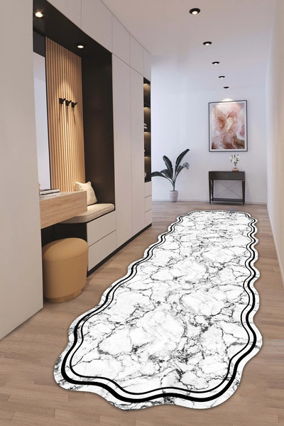 Halise Home Kaymaz Tabanlı Yıkanabilir Baskılı Lazer Kesim Yolluk Halı Korido...