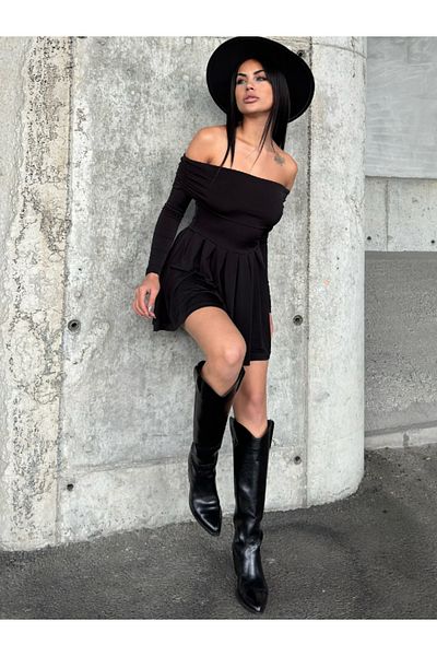badibadii Rochie fără umăr cu textura nisipoasă