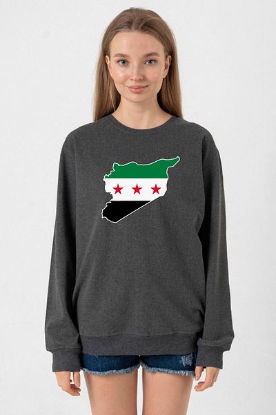 Tshirthane Syria New Flag Smoked Women's 2Ip Sweatshirt