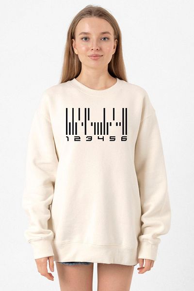 Tshirthane Dark Matter the Android Barcode Ecru Women's 2Ip Sweatshirt