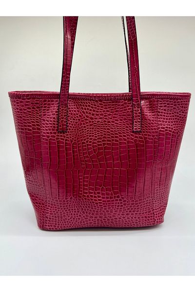 pionoi Tokyo 100% Crocodile Printed - Real Genuine Leather Shoulder and Sleeve Laptop Bag (Fuchsia) 30*40 cm