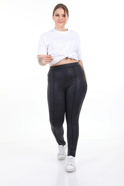 DEFNADA Women's Plus Size Power Lycra Fabric Leggings Pants Black-Smoked Sckwm21Pnt002