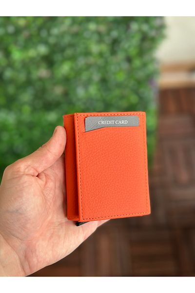 clawleather Orange Wallet with Mechanism