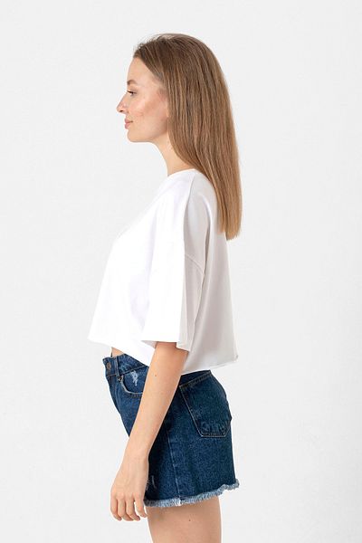 Tshirthane Dark Matter the Android Barcode White Women's Crop T-Shirt