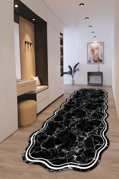 Halise Home Kaymaz Tabanlı Yıkanabilir Baskılı Lazer Kesim Yolluk Halı Korido...