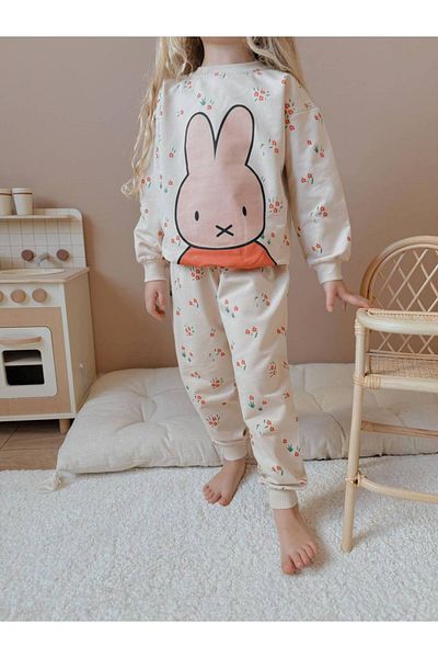 YİGİT BUTİK Yigit Boutique Floral Printed Girl's Bottom Top Set