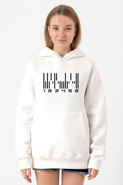 Tshirthane Dark Matter the Android Barcode White Women's 3Ip Hooded Sweatshirt