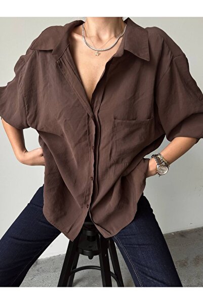 AÈC PRIVÈ Cămașă oversize Trend pentru femei de înaltă calitate 777 (100% bum...