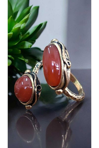 Öze Aksesuar Copper-Bronze Agate Ring